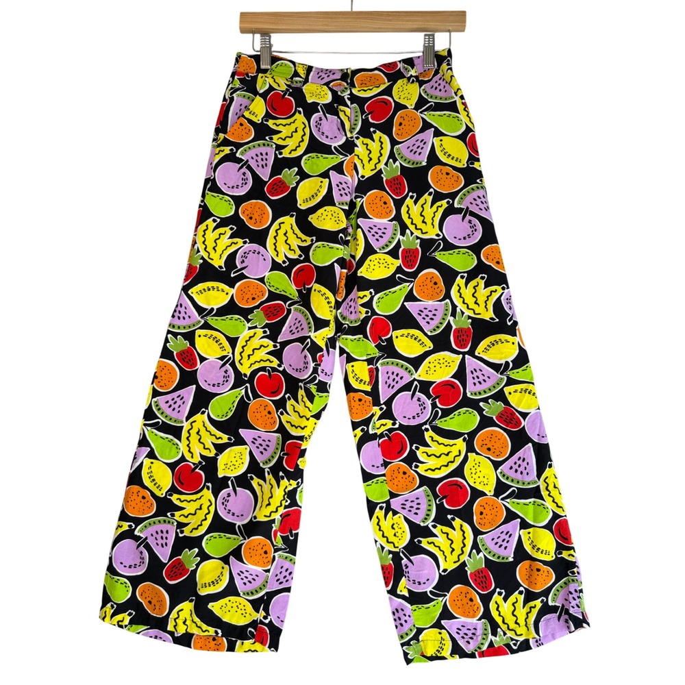 Vtg Stella McCartney Kids Fruit Print Wide Leg Pants 14 Flowy Bold Sustainable
